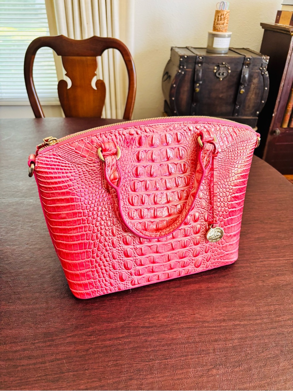 NWT Brahmin Duxbury Satchel Pink Punch Melbourne Leather - Picture 5 of 10